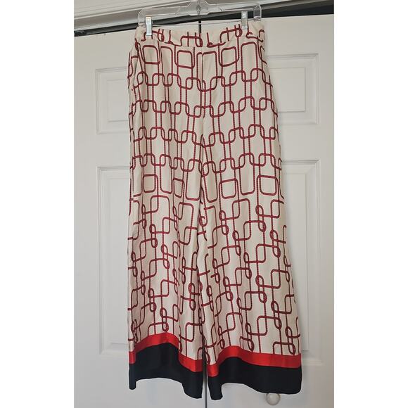 Zara Nautical Knot Flowy Trousers Pants Womens XL Wide Leg Knot Print Coastal - Picture 9 of 12